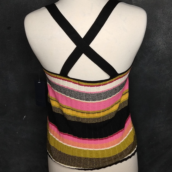 RACHEL ROY Ribbed Knit Stripe Cropped Tank Top - Picture 4 of 7